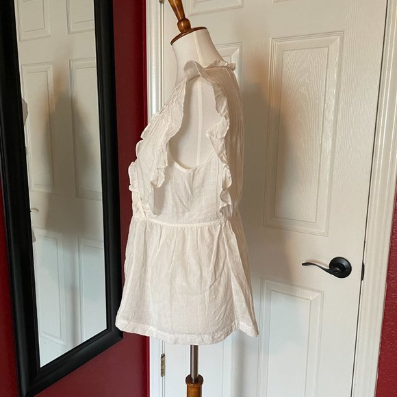 Max Studio White Ruffled Blouse - Size L - Picture 3 of 9